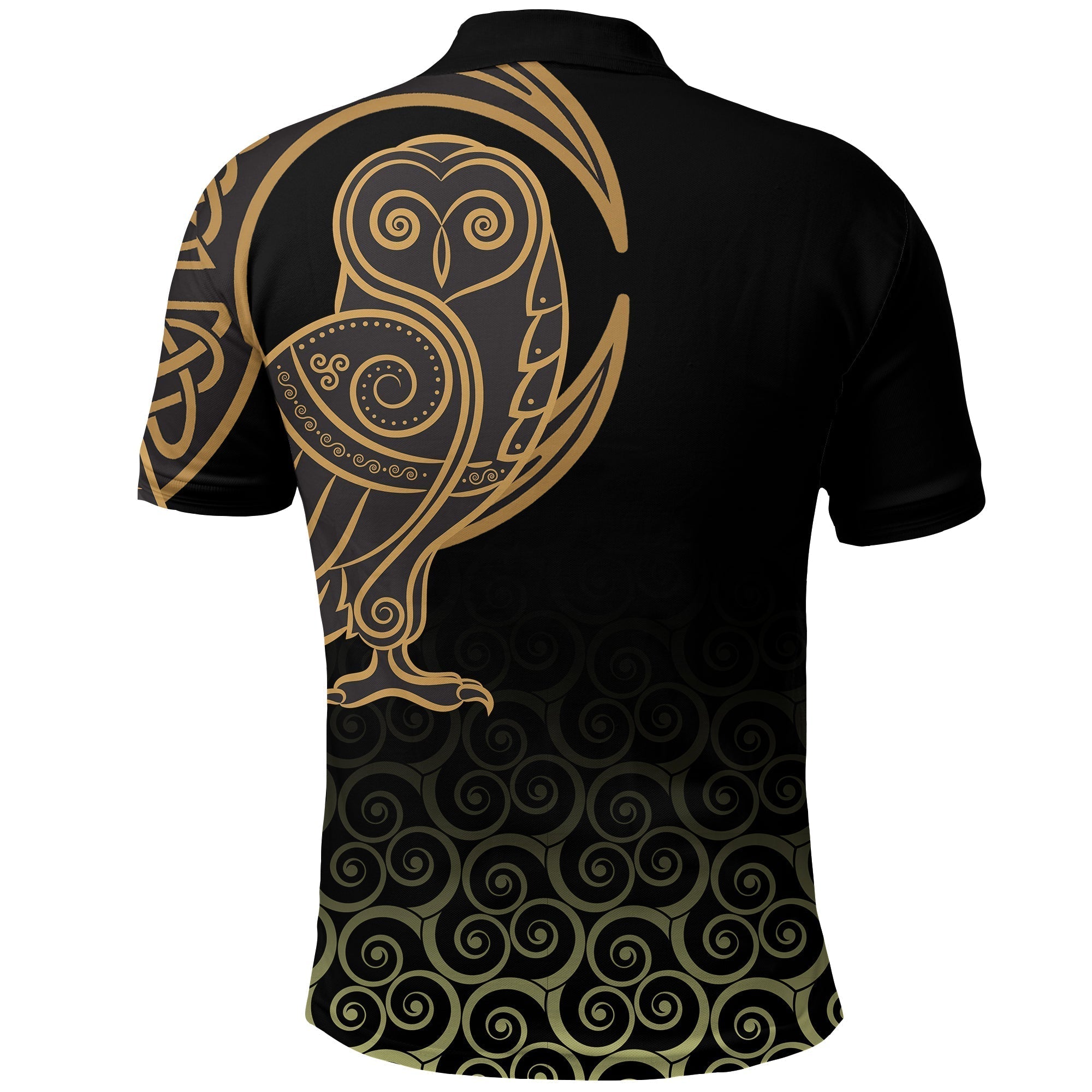 Viking Polo Shirt Owl Celtic On Triskele Background RLT12