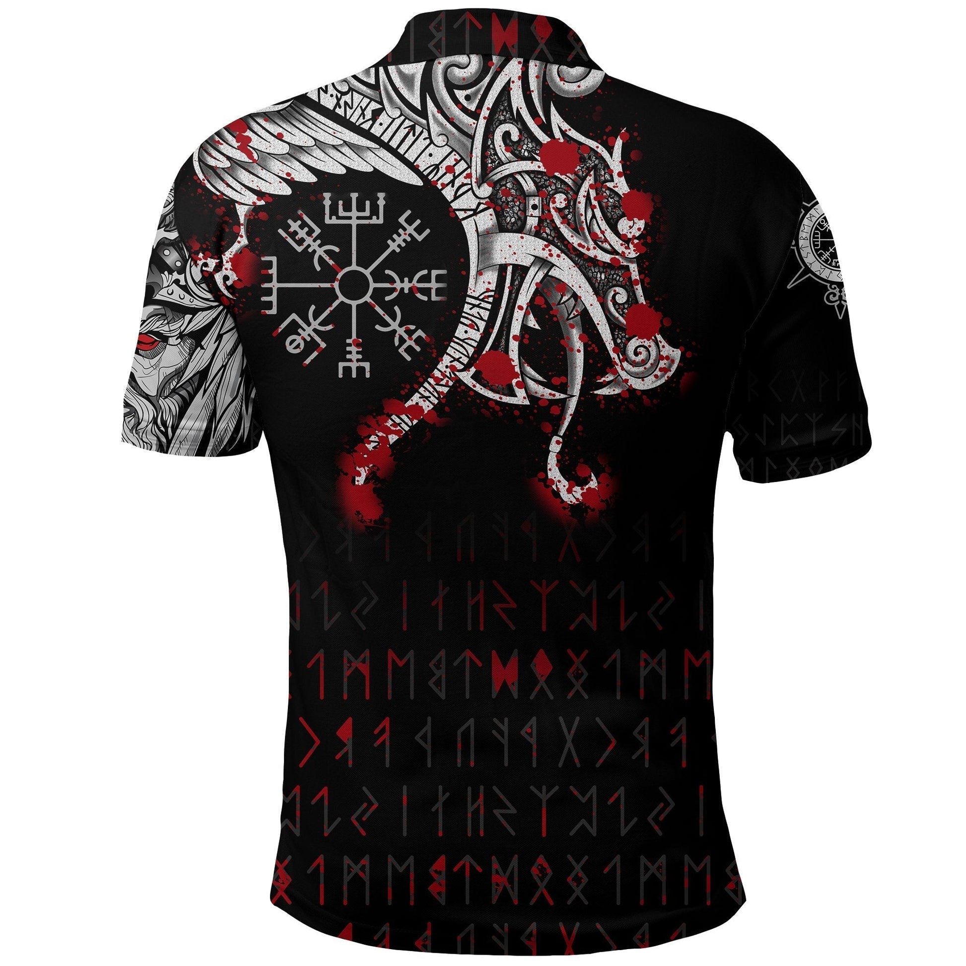 Viking Polo Shirt, Dragon and Vegvisir Blood Tattoo RLT12