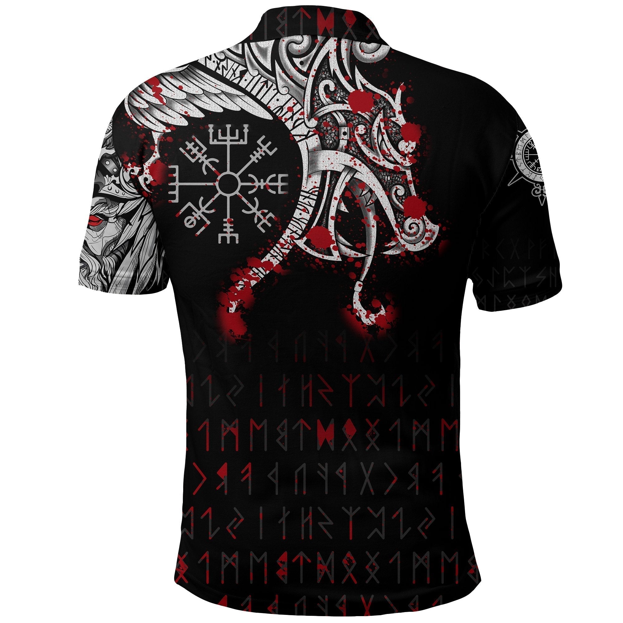 Viking Polo Shirt, Dragon and Vegvisir Blood Tattoo RLT12