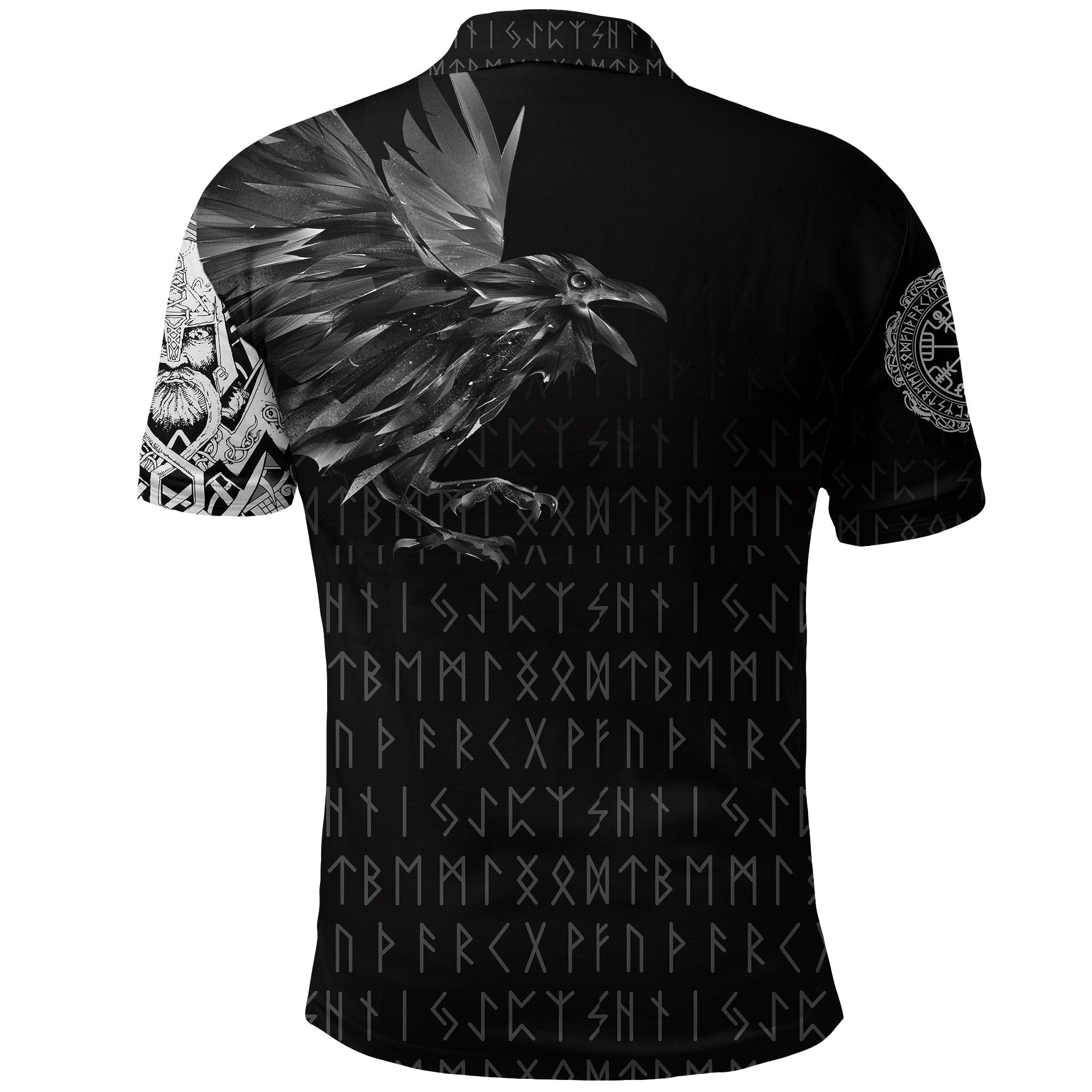 Viking Polo Shirt The Raven Of Odin Rune RLT12