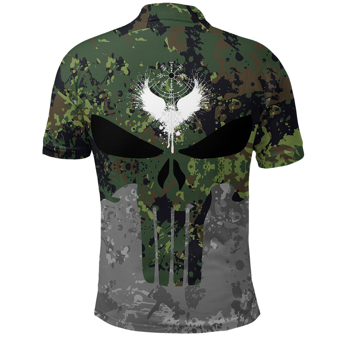 Viking Viking Skull Punisher Style Camo Polo Shirt RLT12