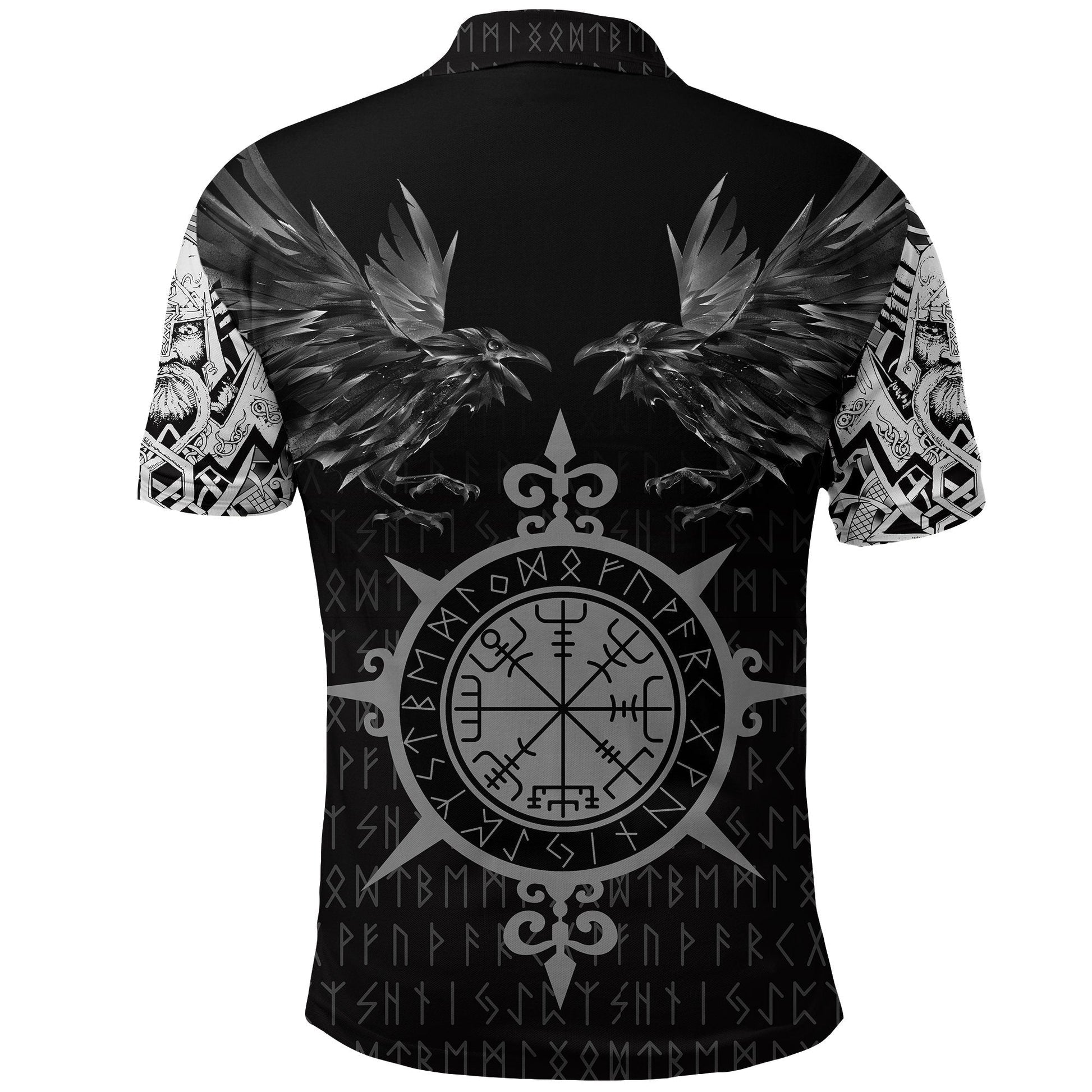 Viking Polo Shirt Odin Huginn and Muninn Rune RLT12