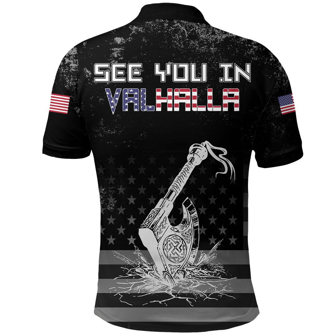 Viking American Viking See You In Valhalla Polo Shirt RLT12