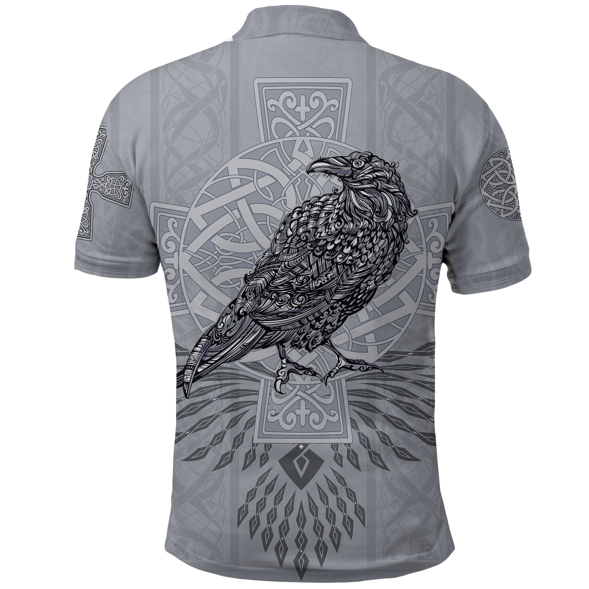 Viking Polo Shirt Odins Celtic Raven Scandinavian Tattoo RLT12