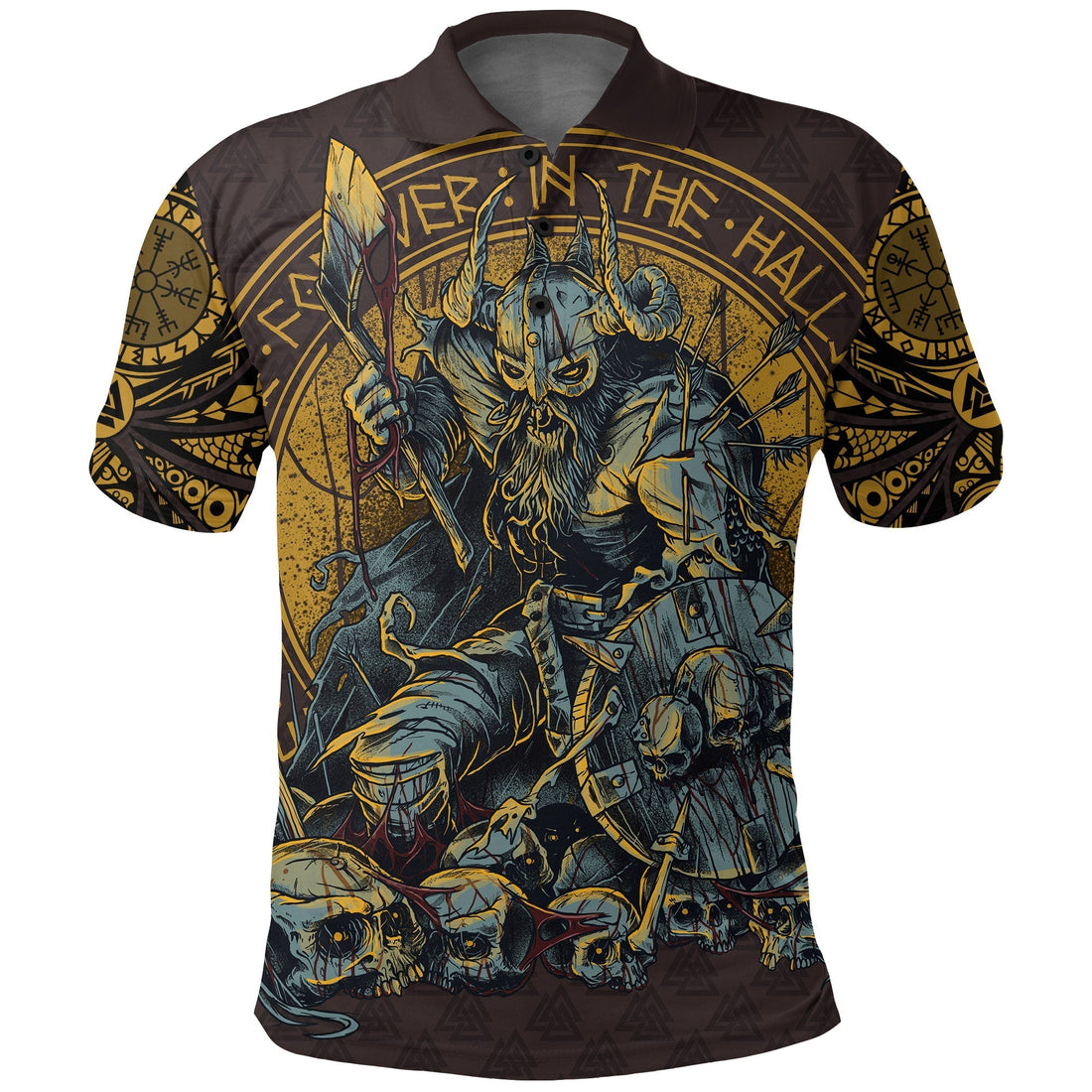 Viking Polo Shirt Warrior Viking Shield Skull RLT12