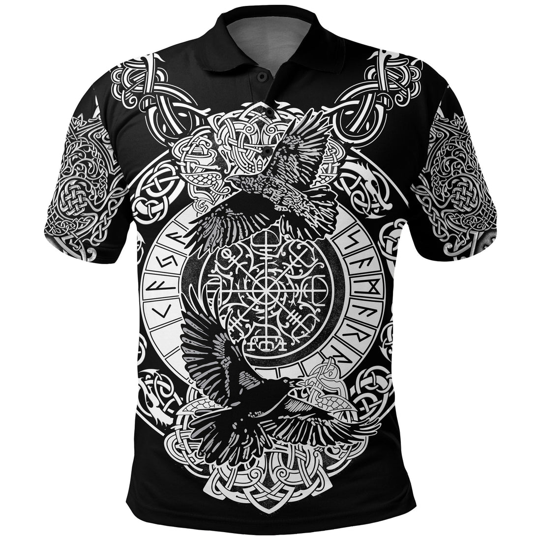 Viking Polo Shirt Raven and Wolf RLT12
