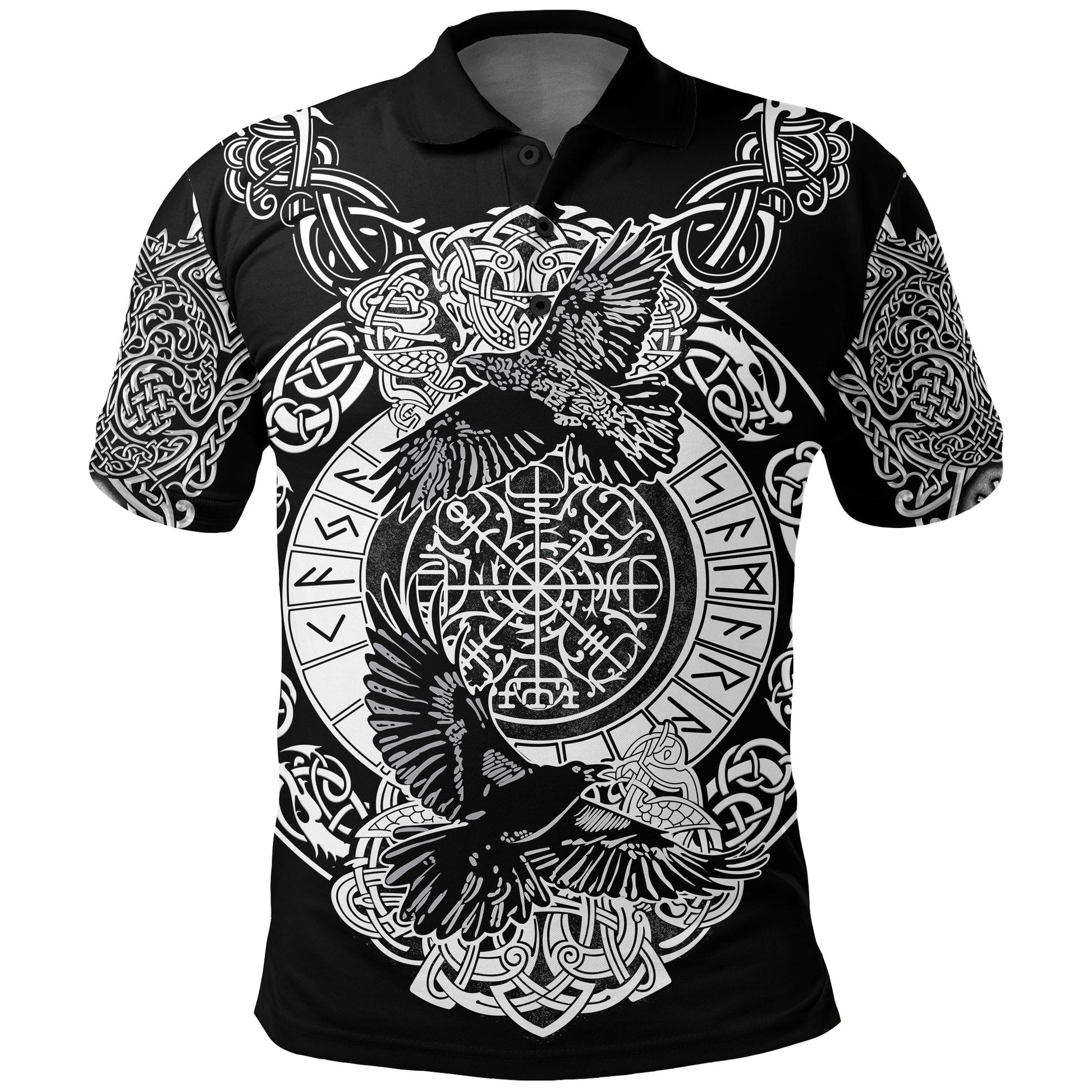 Viking Polo Shirt Raven and Wolf RLT12