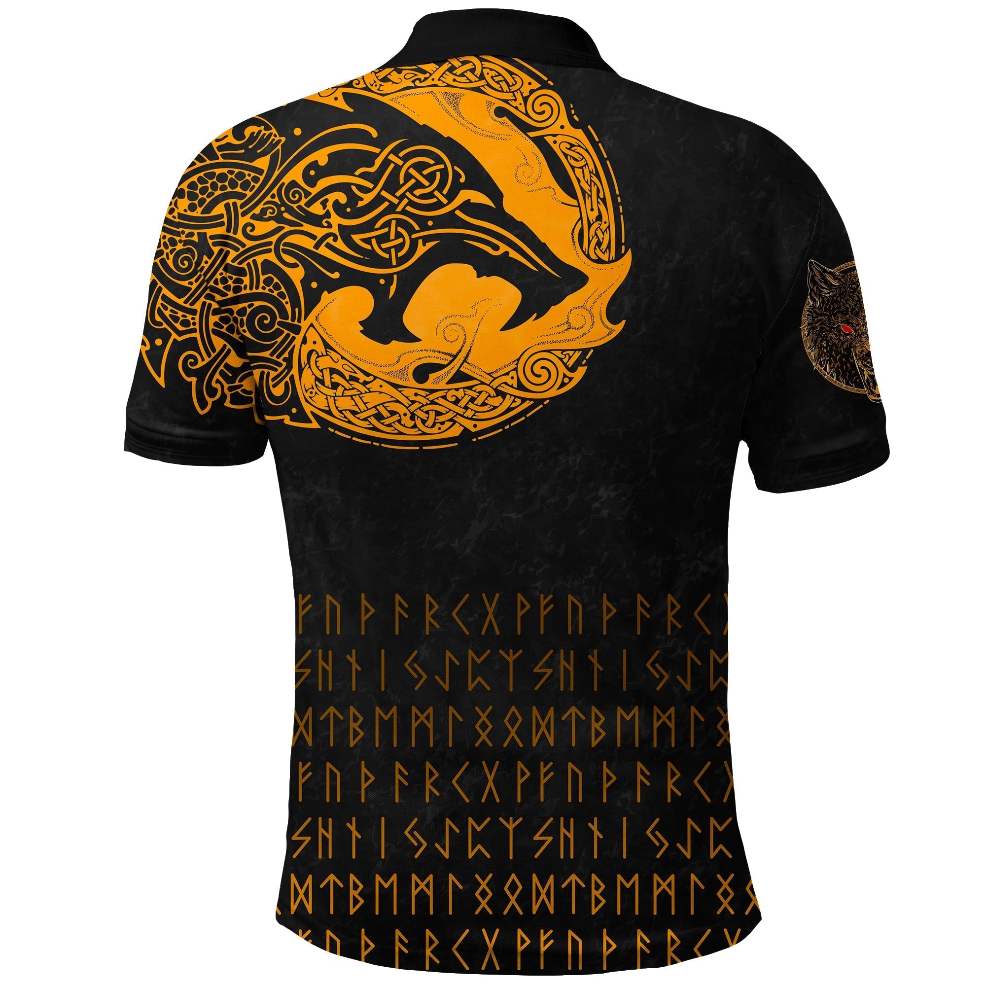 Viking Polo Shirt Fenrir Wolf Orange RLT12