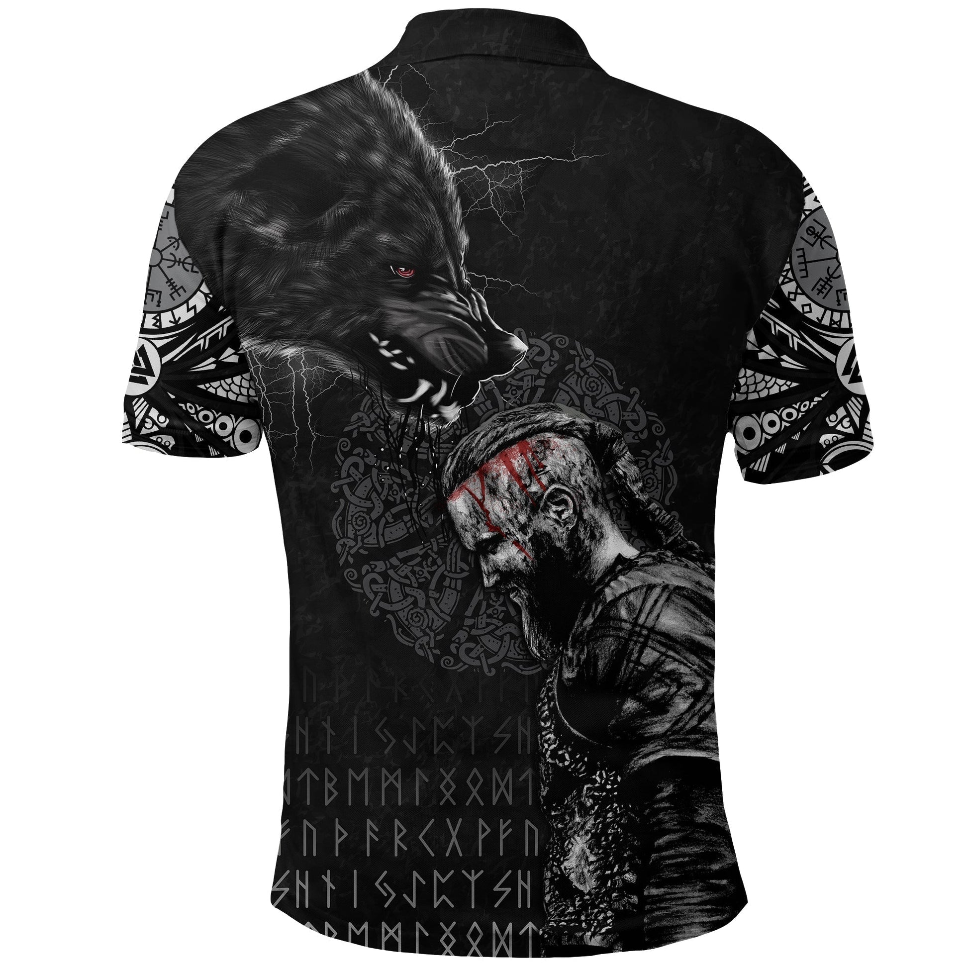 Viking Polo Shirt Ragnar and Wolf RLT12