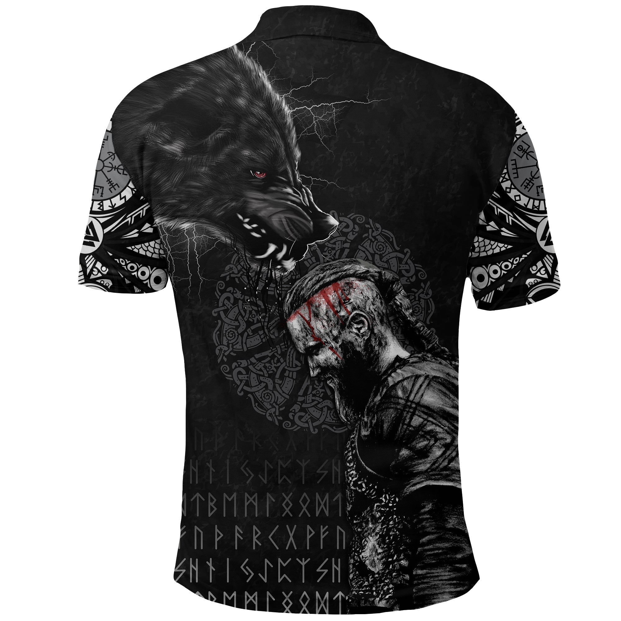 Viking Polo Shirt Ragnar and Wolf RLT12