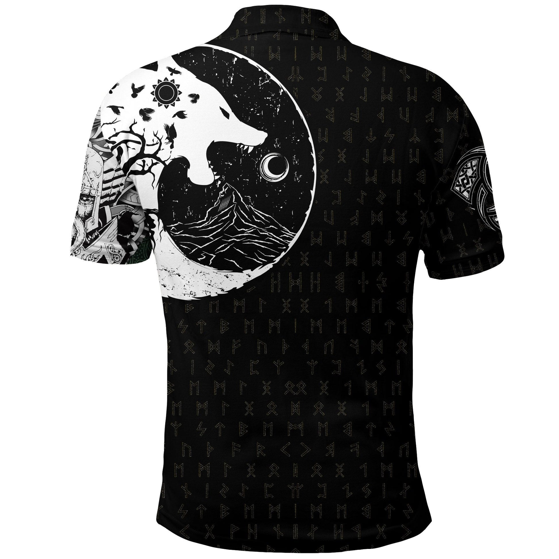 Viking Polo Shirt, Skoll and Hati Rune Tattoo RLT12