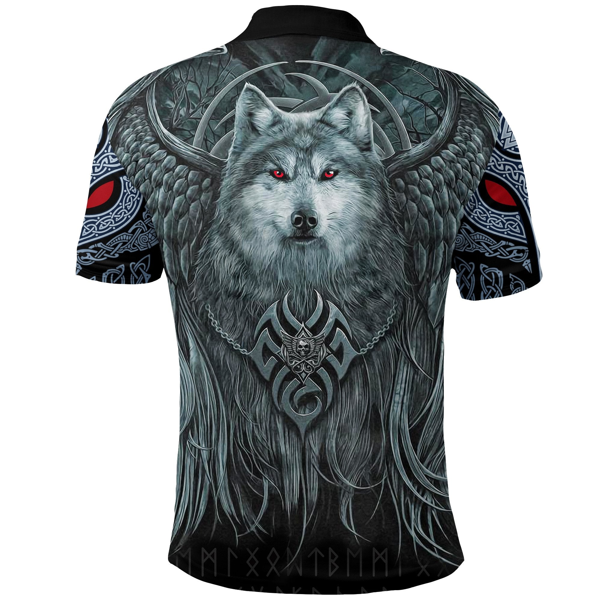 Viking Polo Shirt, Spiral Wolf Spirit RLT12
