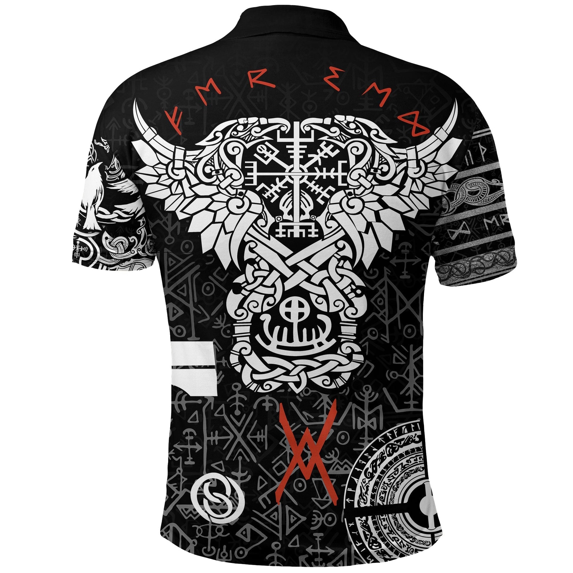 Viking Polo Shirt Odin and Raven Tattoo RLT12