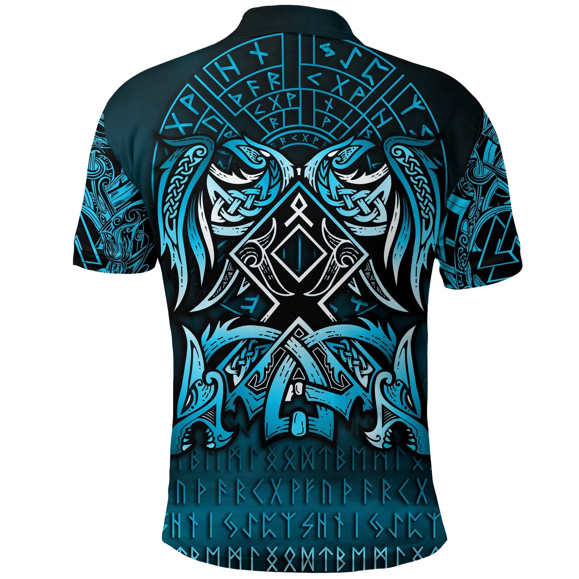 Viking Polo Shirt Othala and Raven Blue RLT12