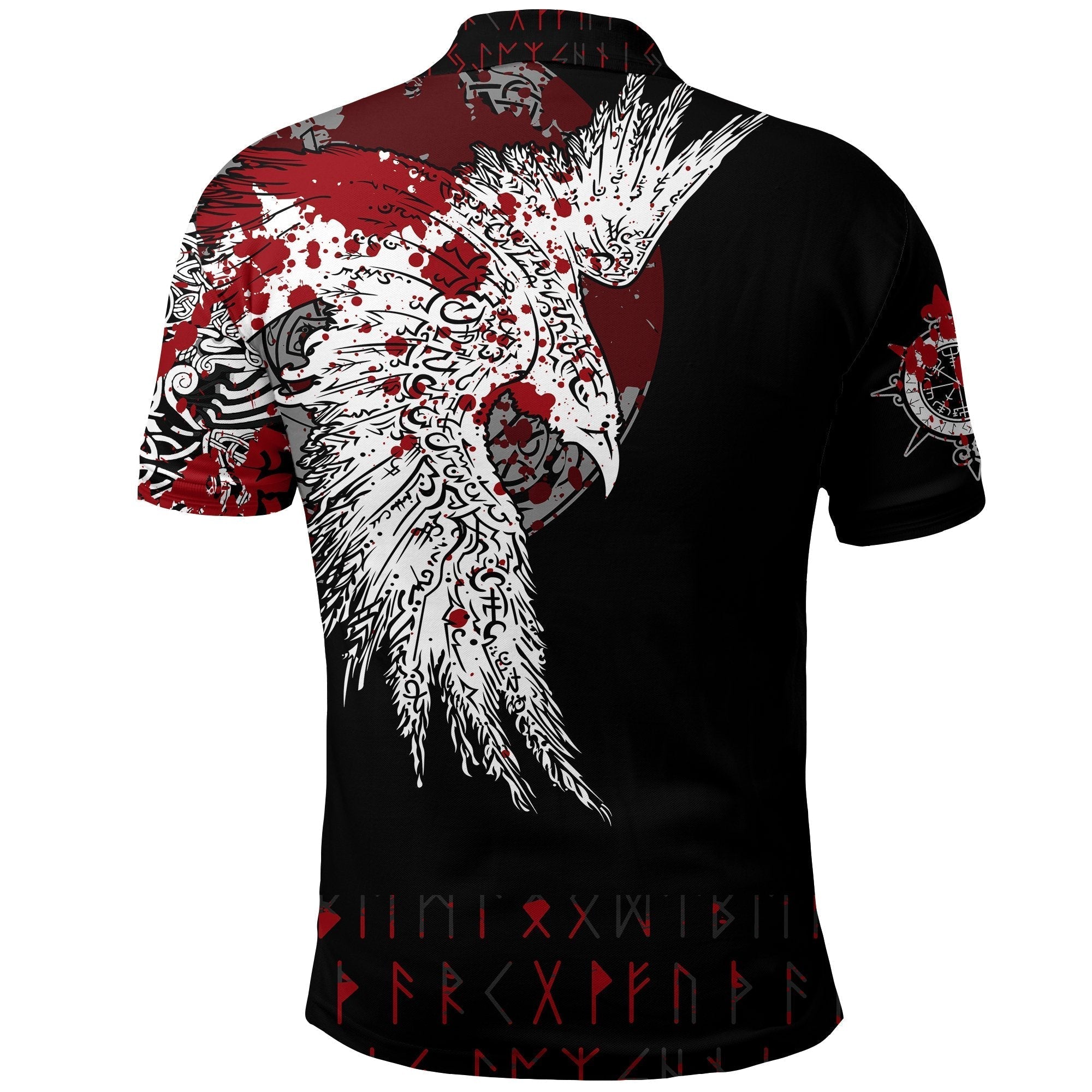 Viking Polo Shirt Mystical Raven Tattoo Style Blood RLT12