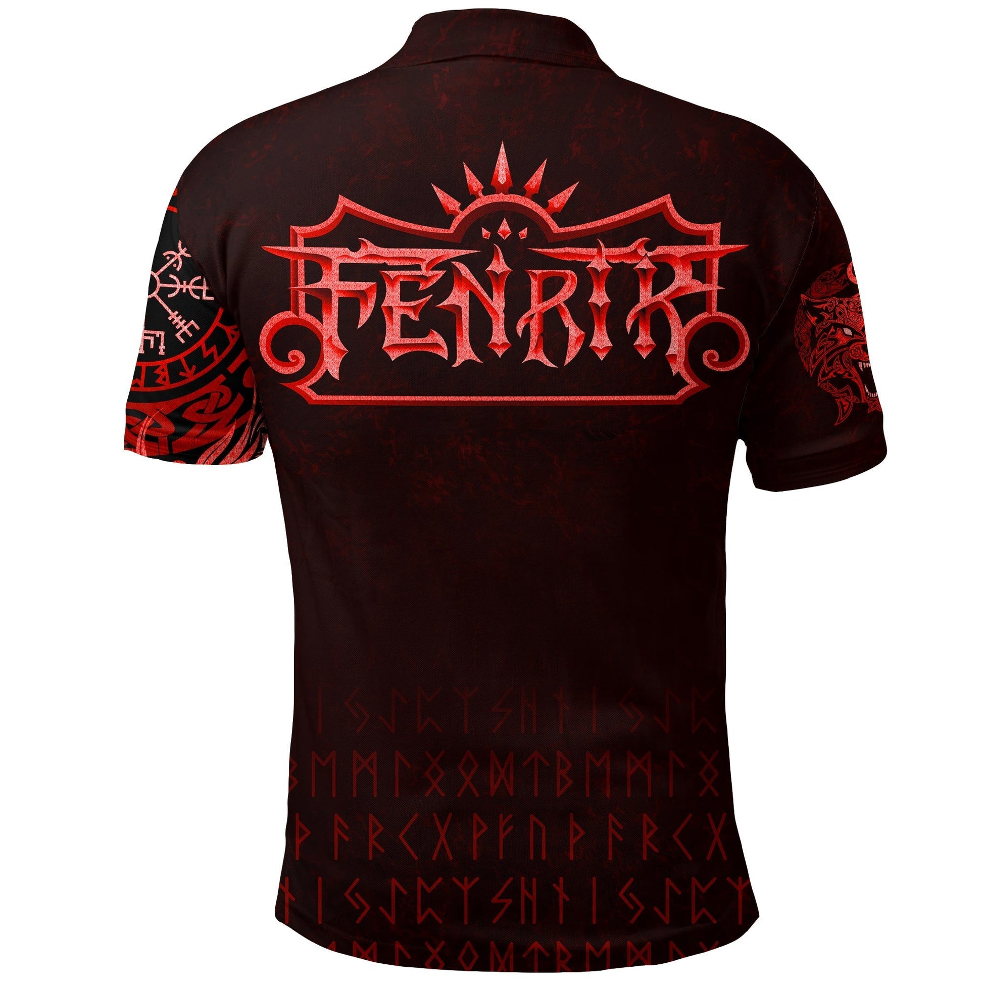 Viking Polo Shirt Fenrir Wolf Red RLT12