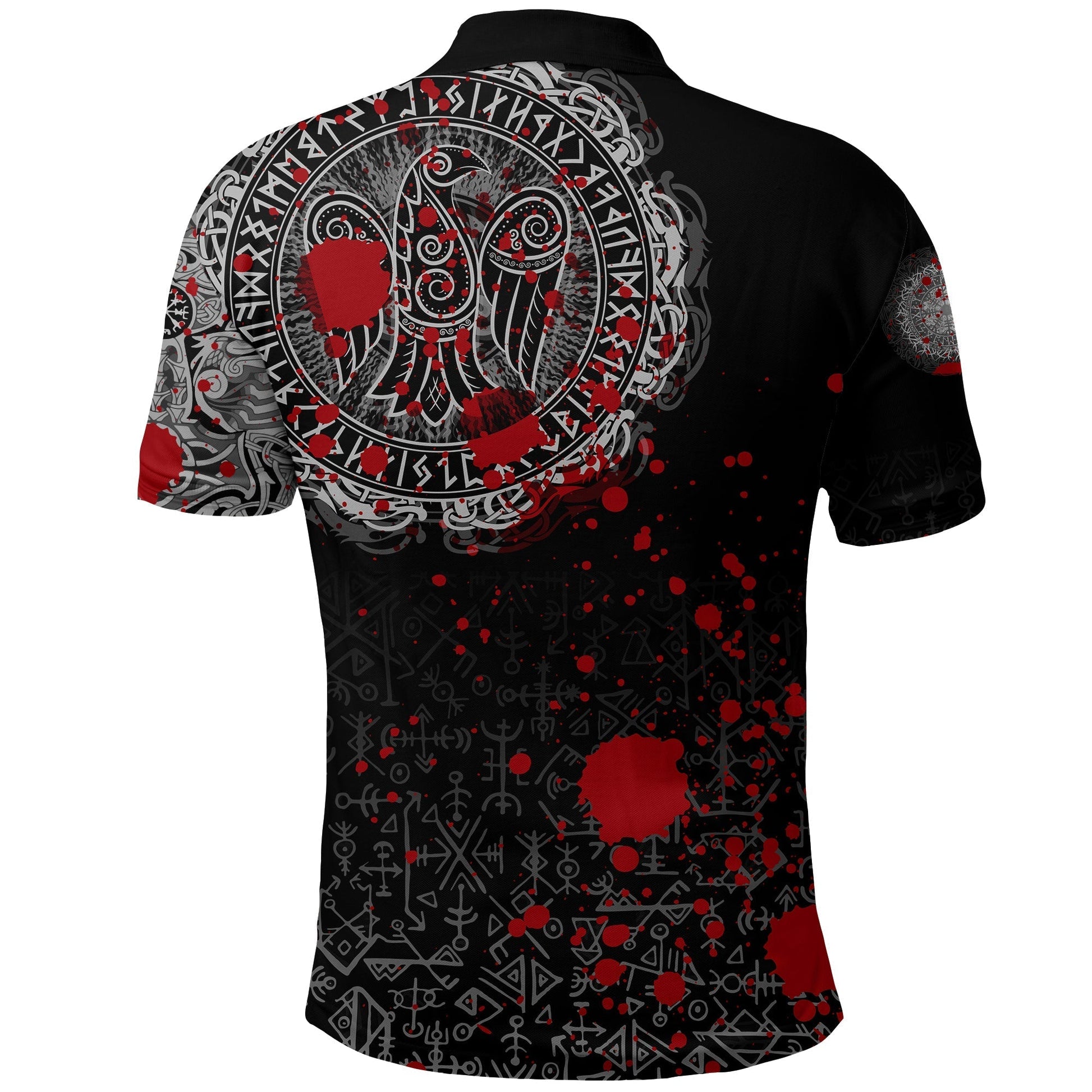 Viking Polo Shirt Raven Celtic Tattoo Blood RLT12