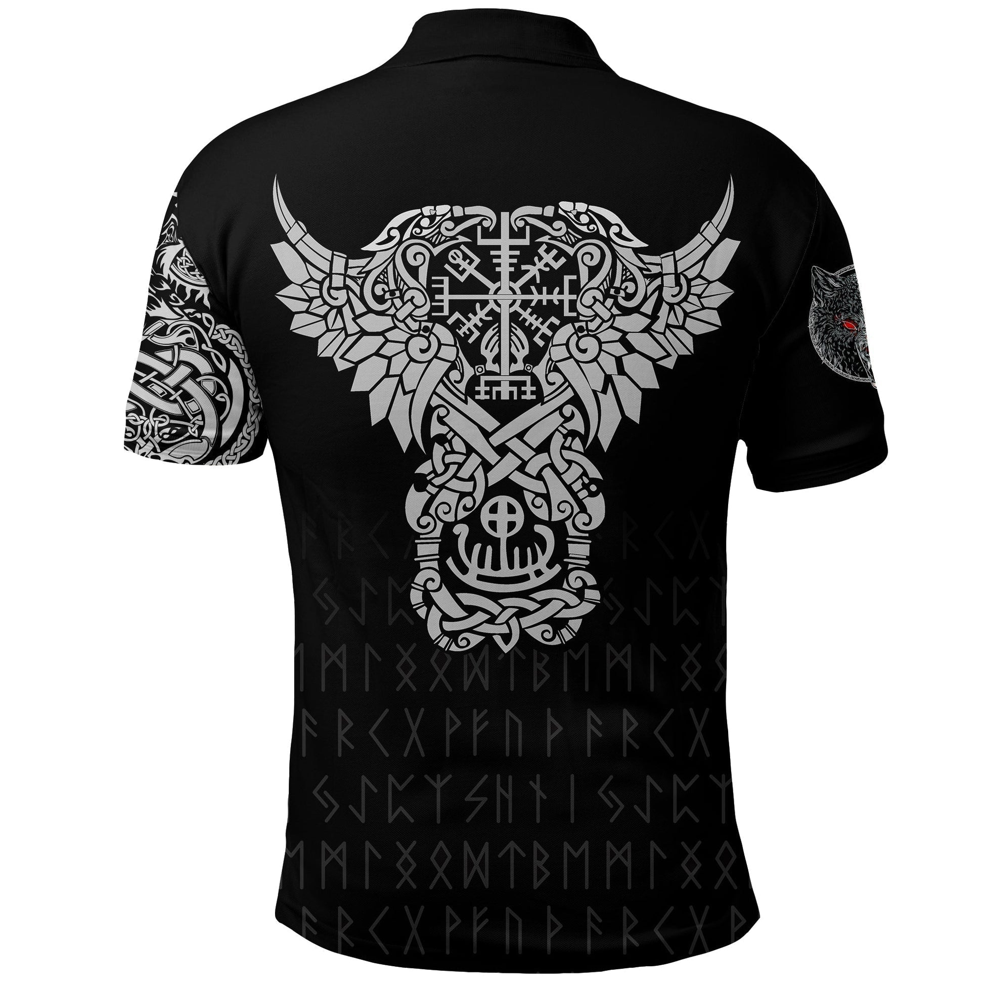 Viking Polo Shirt Dark Norse Wolf Tattoo RLT12
