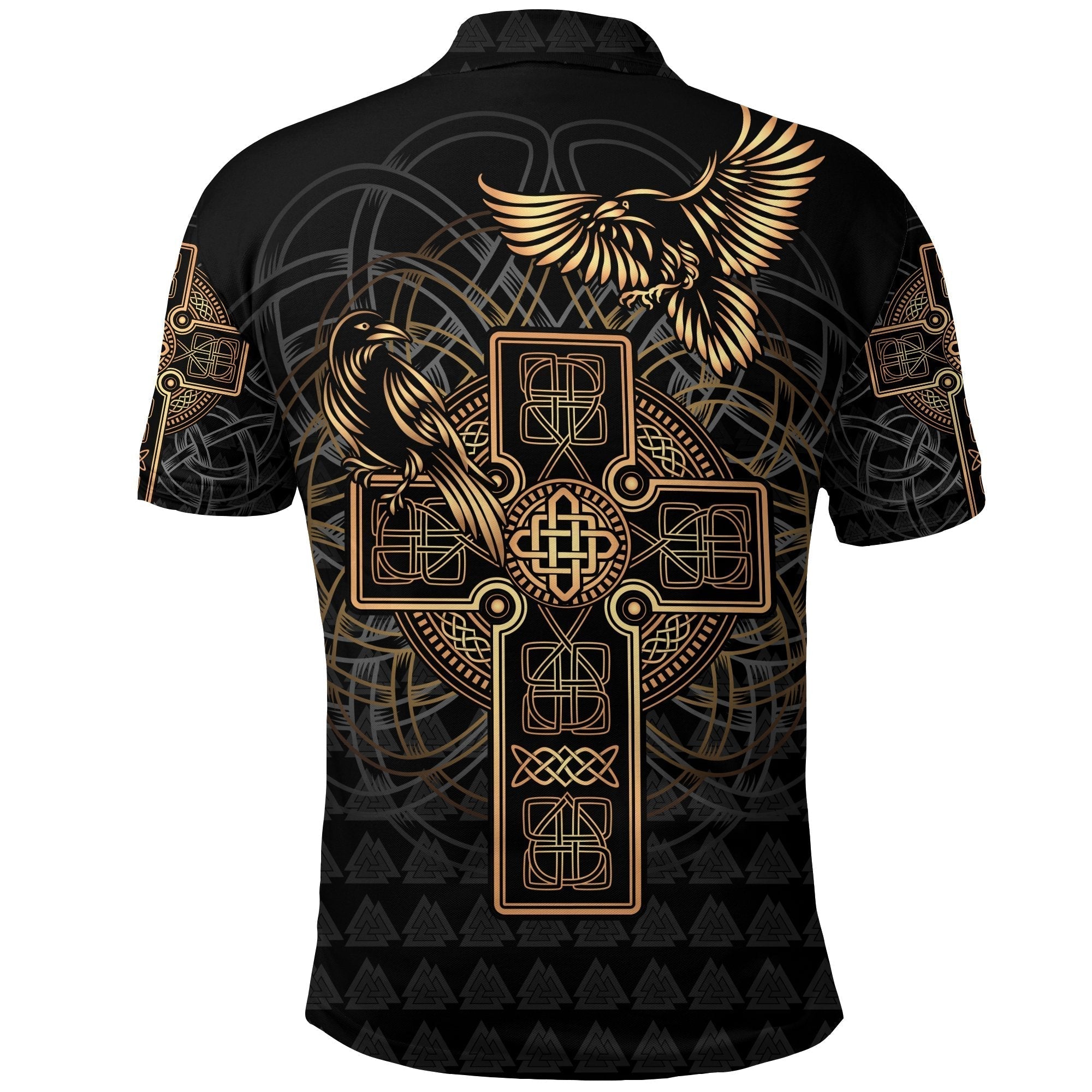 Viking Polo Shirt Odins Celtic Raven Tattoo RLT12