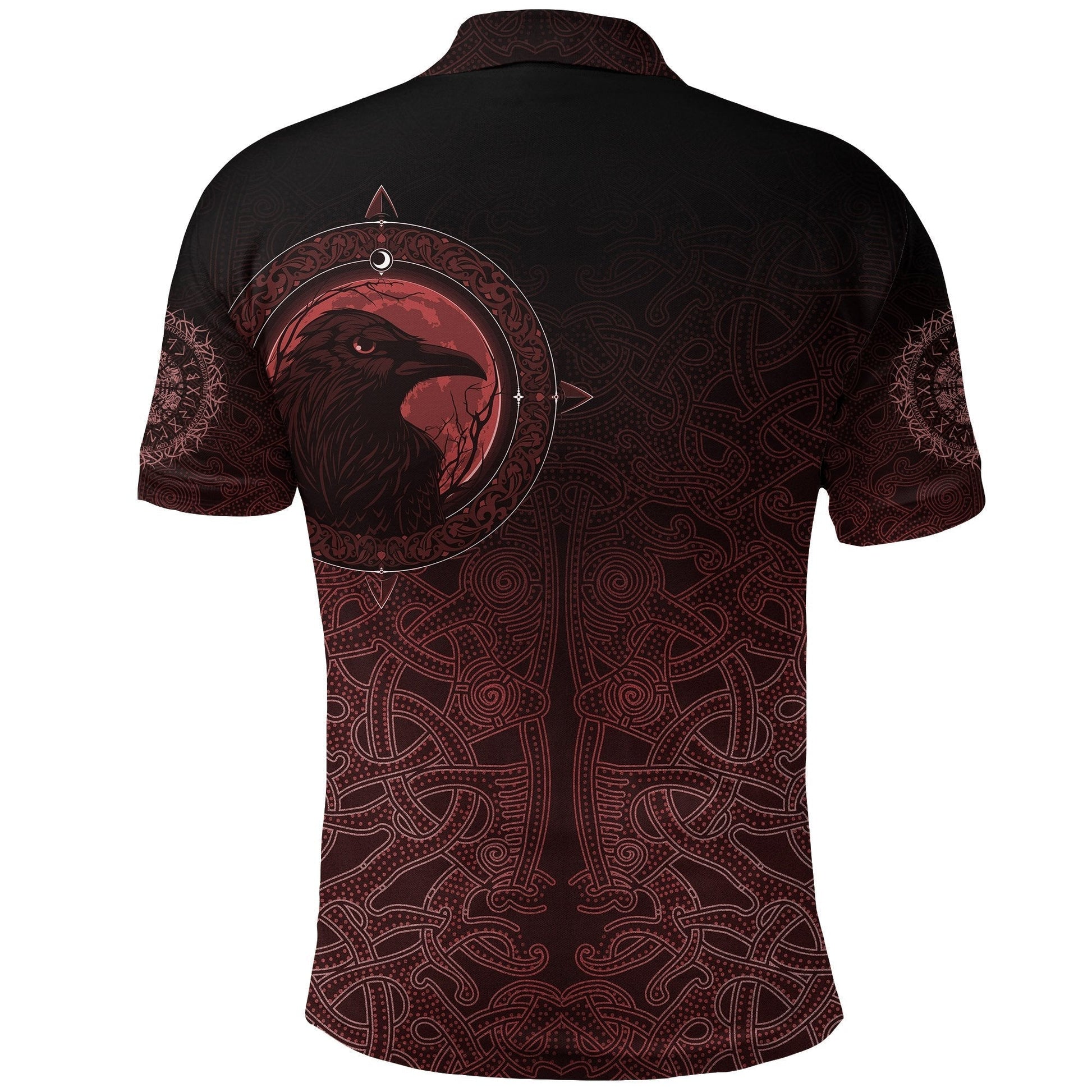 Viking Polo Shirt, Ethnic Odin Raven Red RLT12