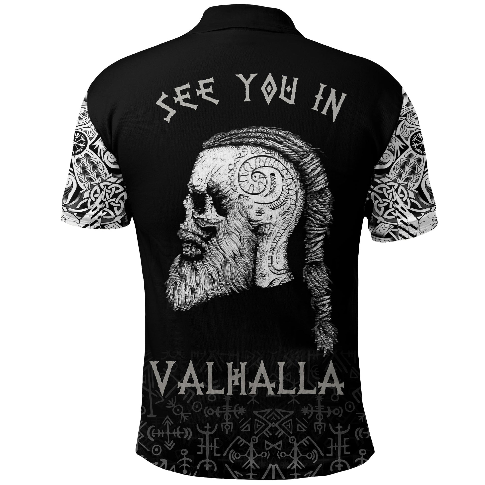 Viking Polo Shirt Raven and Skull RLT12