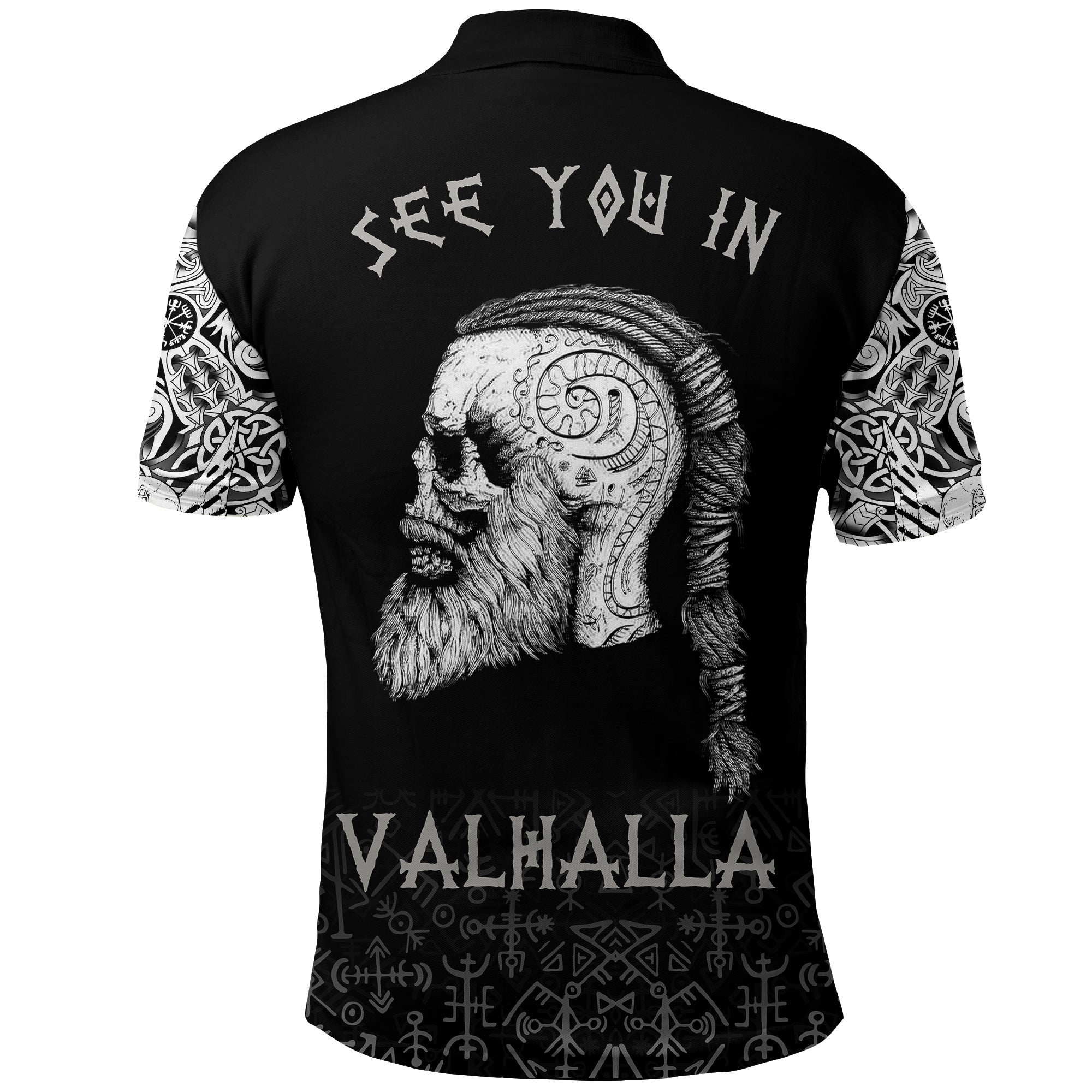 Viking Polo Shirt Raven and Skull RLT12