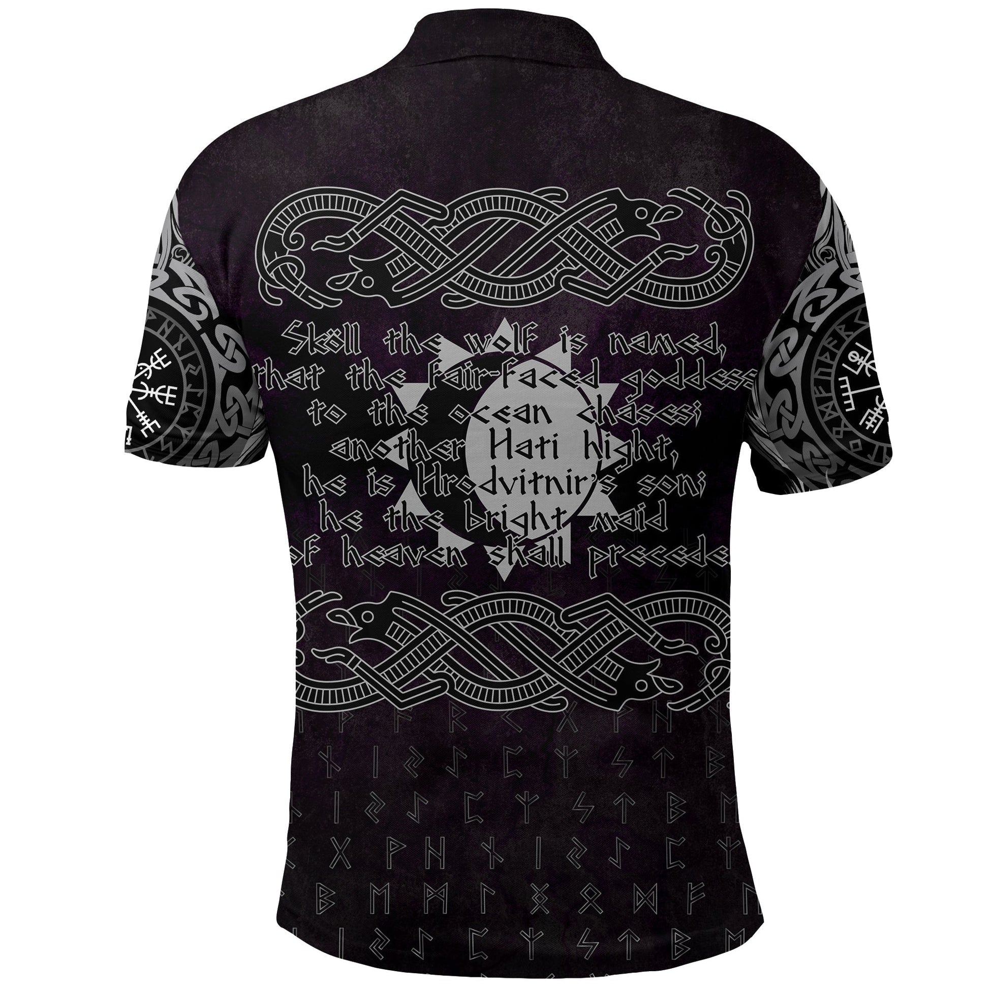 Viking Polo Shirt Hati and Skoll Valknut RLT12