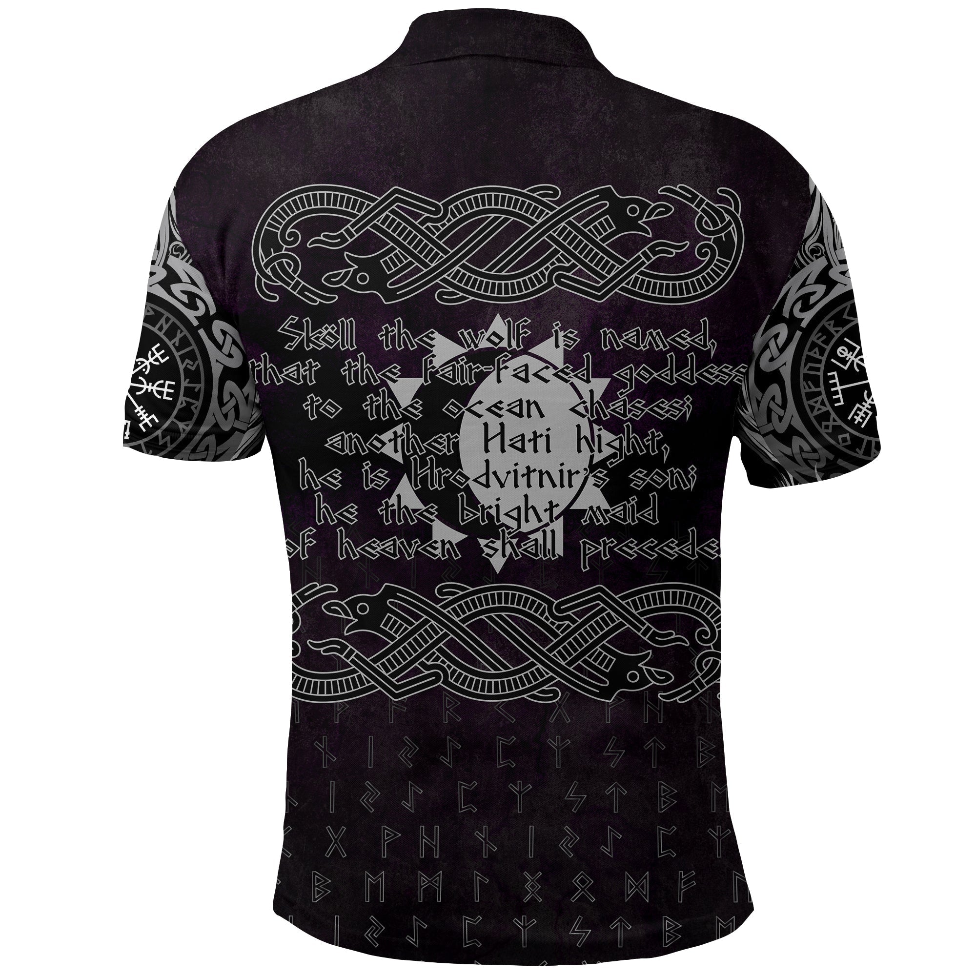 Viking Polo Shirt Hati and Skoll Valknut RLT12