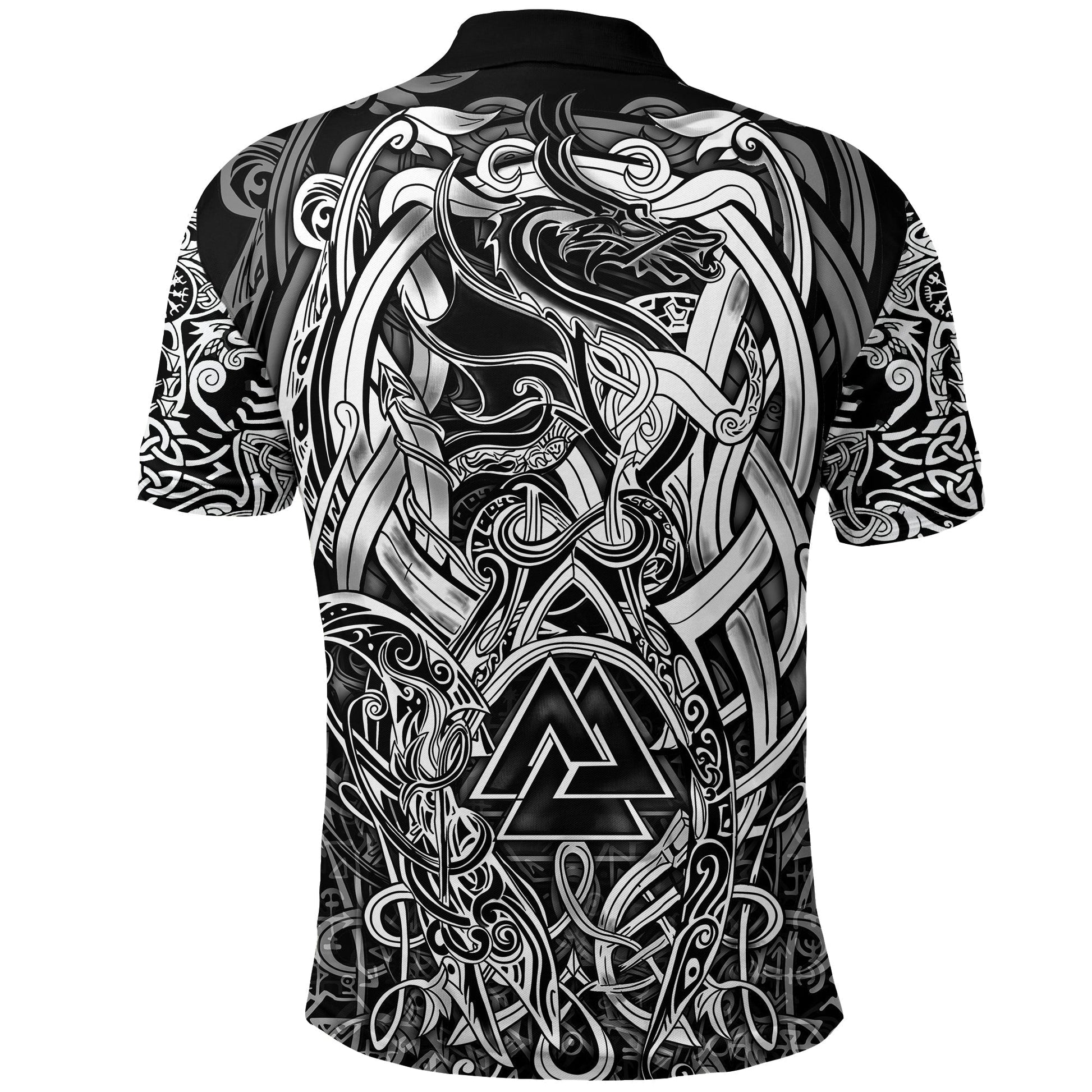 Viking Polo Shirt Valknut and Dragon Tattoo RLT12