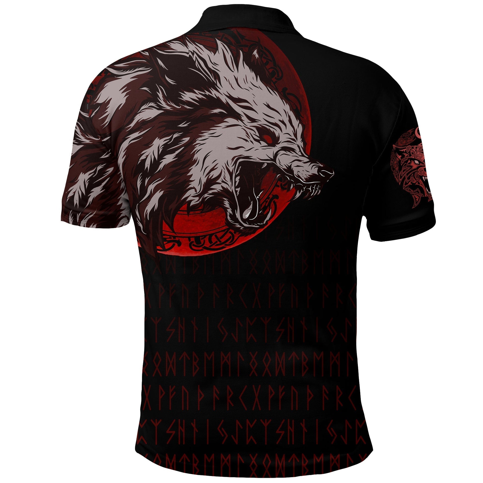 Viking Polo Shirt Wolf Blood Moon RLT12