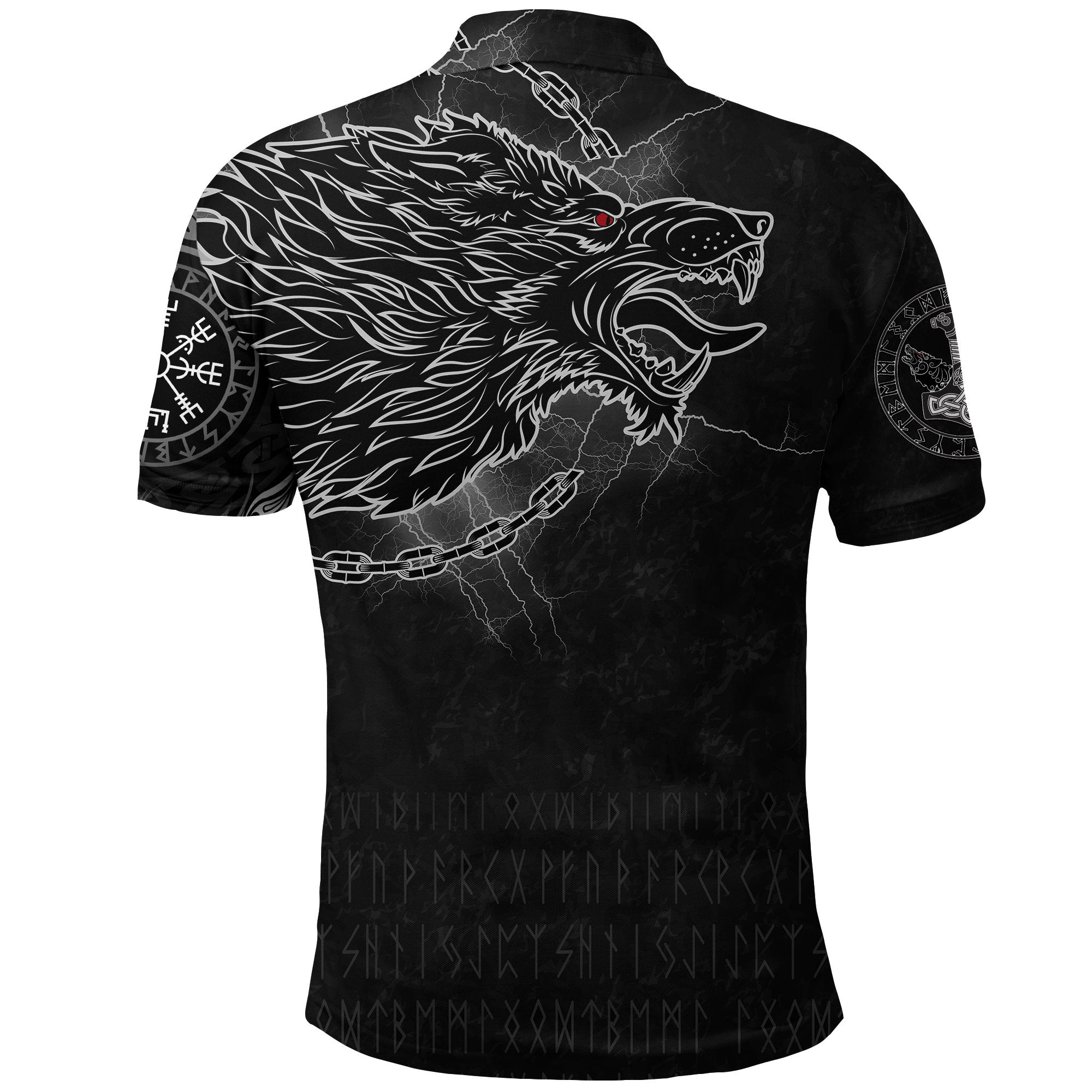 Viking Polo Shirt Fenrir Norse Wolf Thunderstorm RLT12