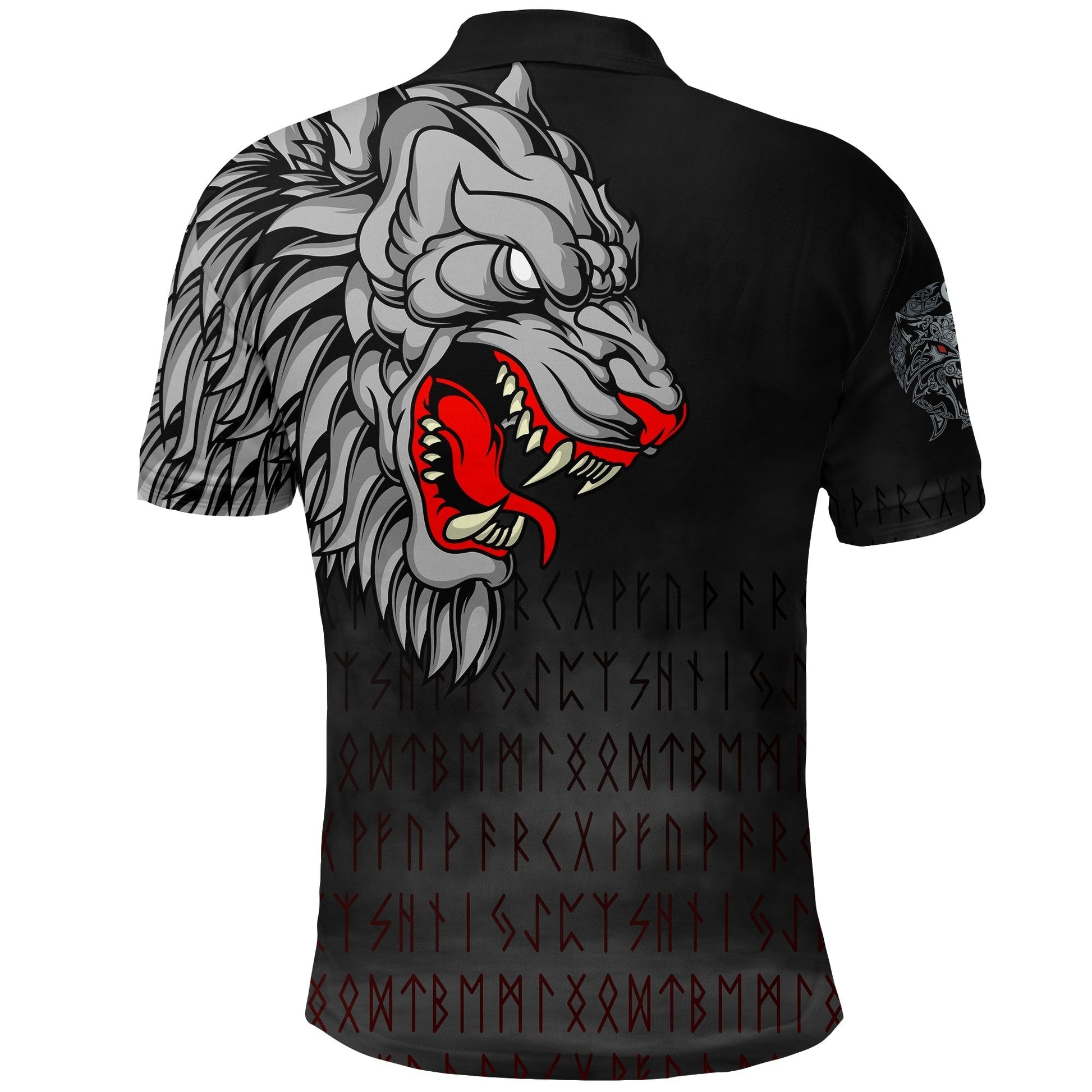 Viking Polo Shirt Killer Wolf Tattoo RLT12
