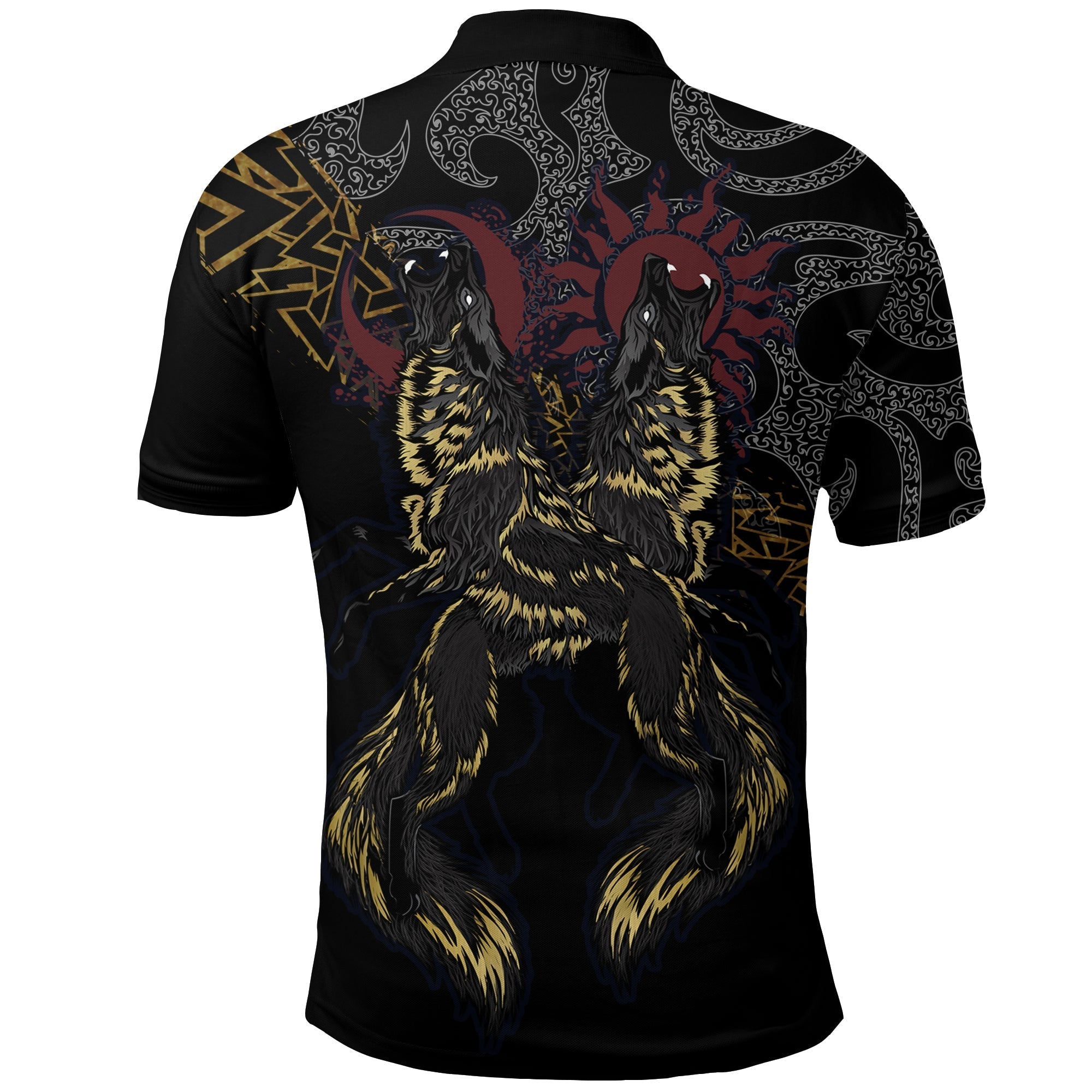 Viking Polo Shirt Viking Wolfs Skoll and Hati RLT12