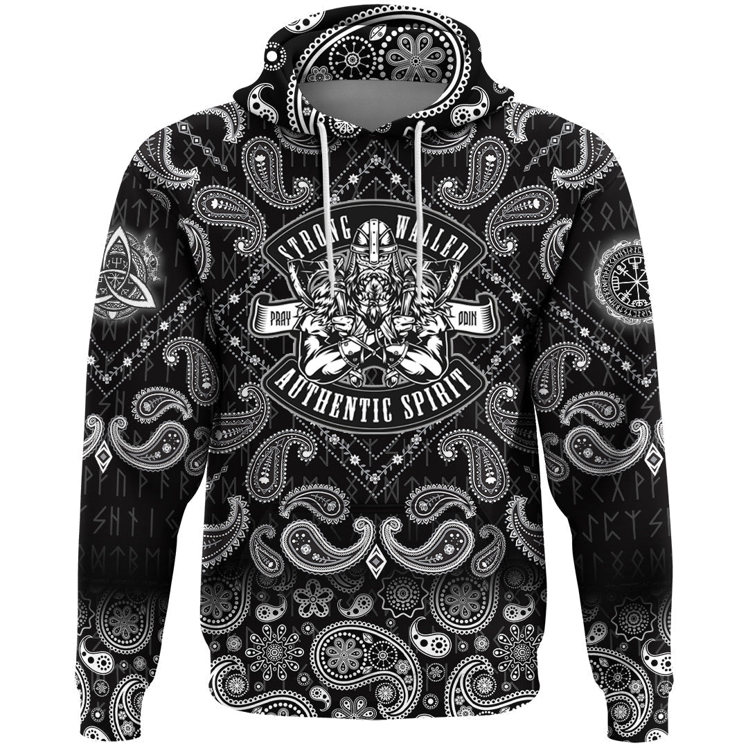 Viking Hoodie Pray Odin with Bandana Paisley Style RLT12
