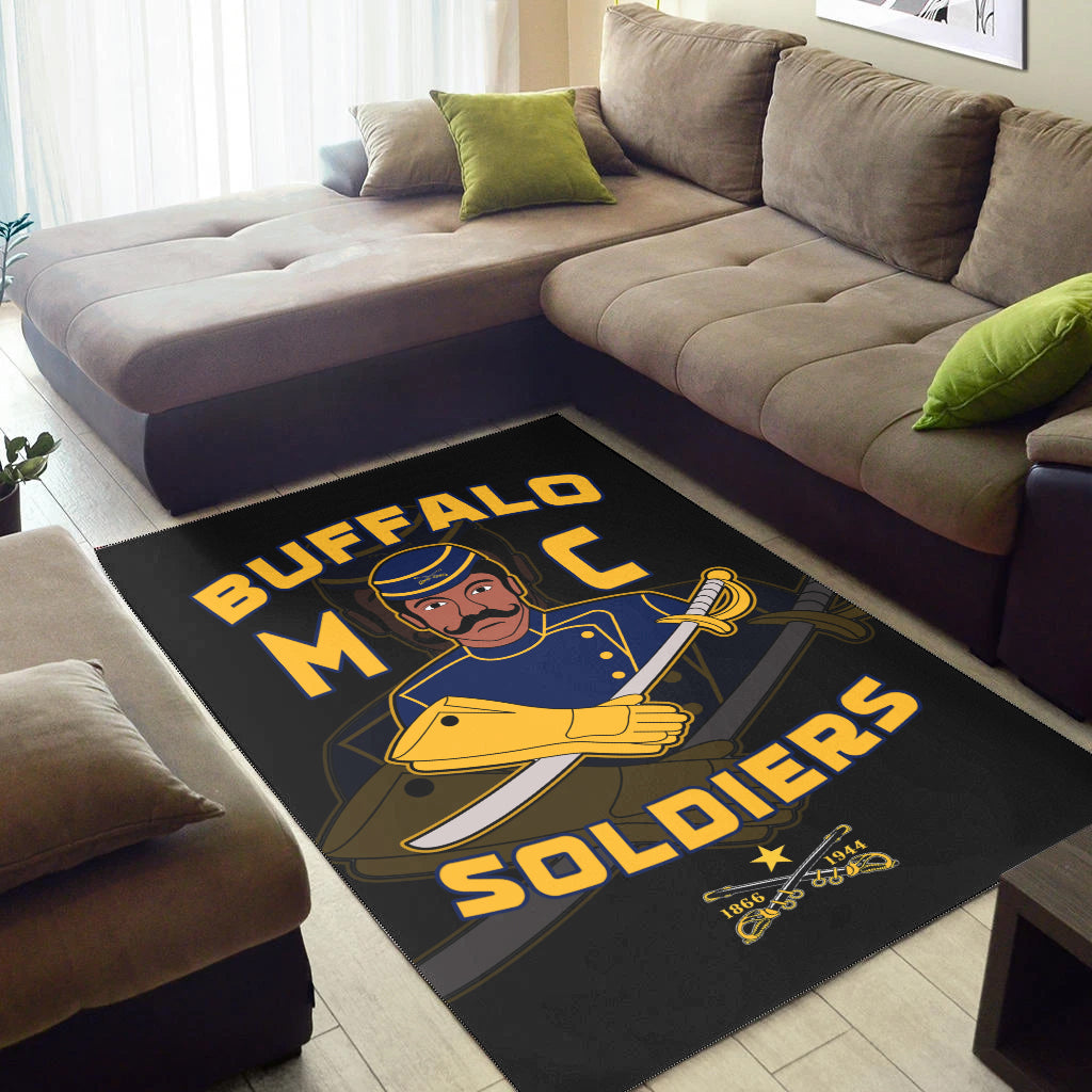 Buffalo Soldiers Area Rug BSMC Club Adore Motorcycle