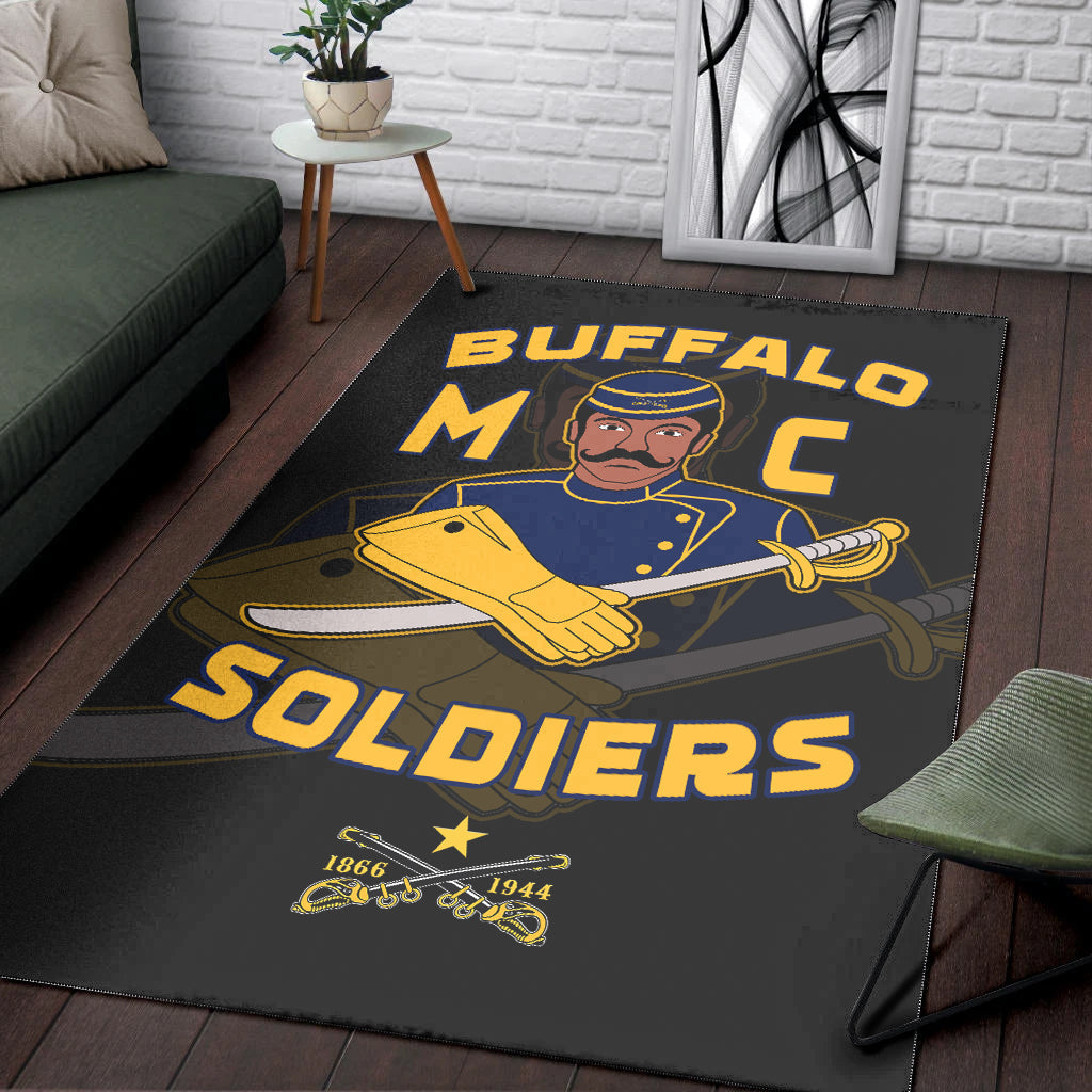 Buffalo Soldiers Area Rug BSMC Club Adore Motorcycle