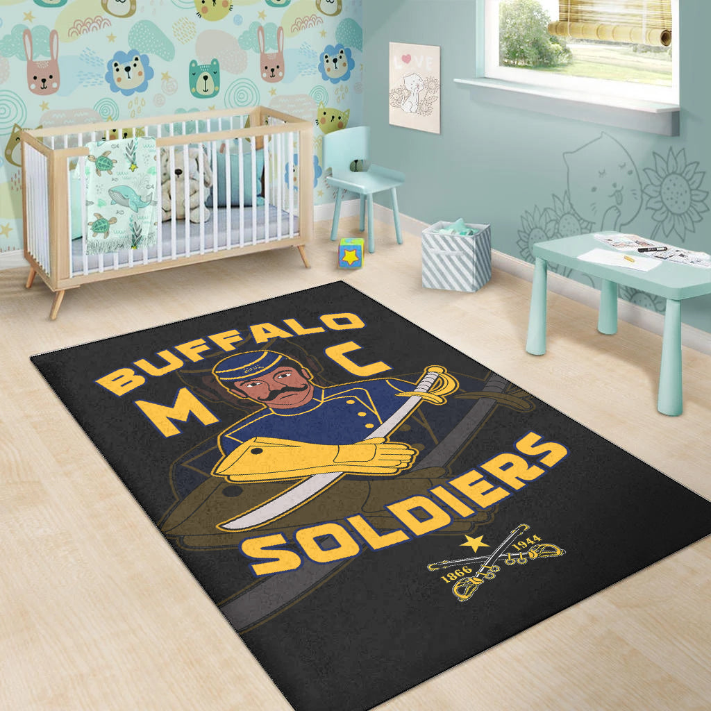 Buffalo Soldiers Area Rug BSMC Club Adore Motorcycle
