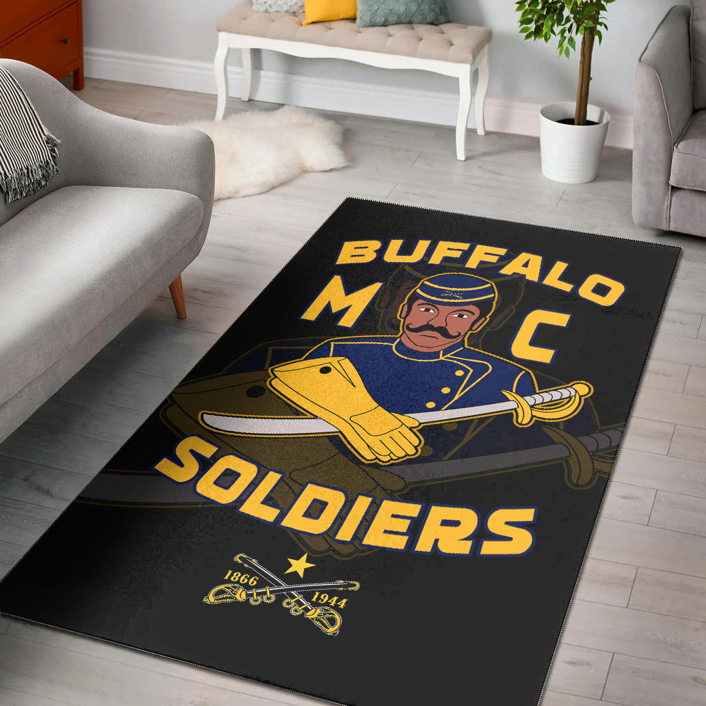 Buffalo Soldiers Area Rug BSMC Club Adore Motorcycle