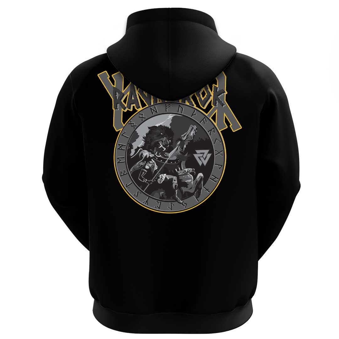 Viking Clothing Viking Ragnarok Battle Of The God Odin With The Wolf Fenrir Hoodie RLT12
