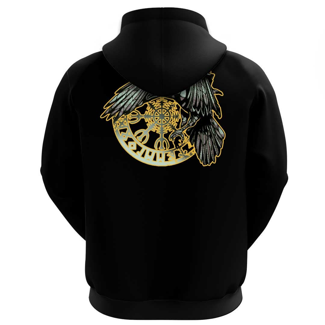 Viking Clothing Viking Raven and Vegvisir Hoodie RLT12