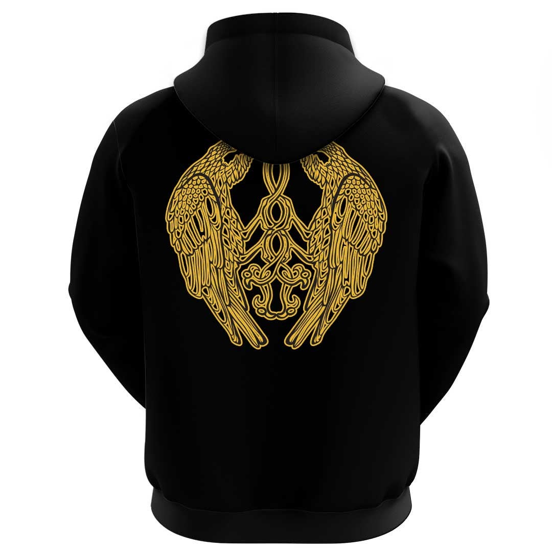 Viking Clothing Viking Raven Catching Sun Reflection Celtic Knot Black and White Hoodie RLT12