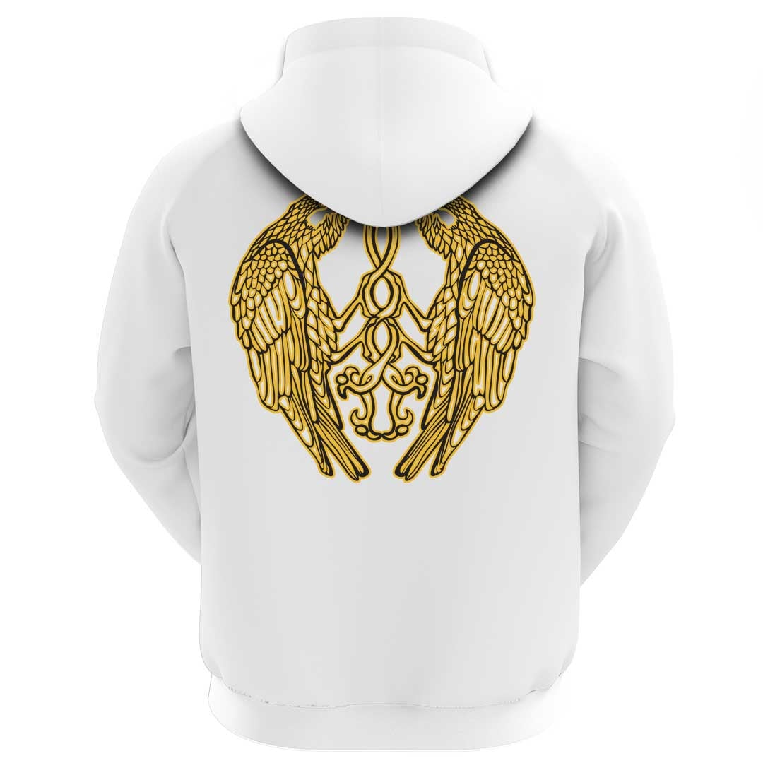 Viking Clothing Viking Raven Catching Sun Reflection Celtic Knot Black and White Hoodie RLT12