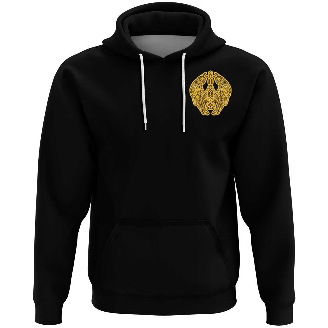 Viking Clothing Viking Raven Catching Sun Reflection Celtic Knot Black and White Hoodie RLT12