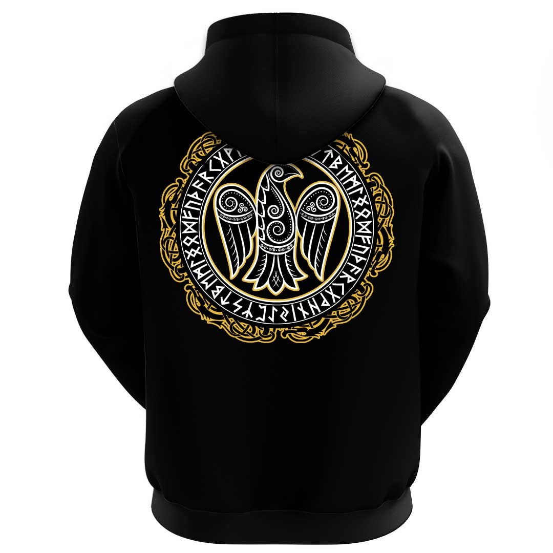 Viking Clothing Viking Raven and Runes 2 Hoodie RLT12