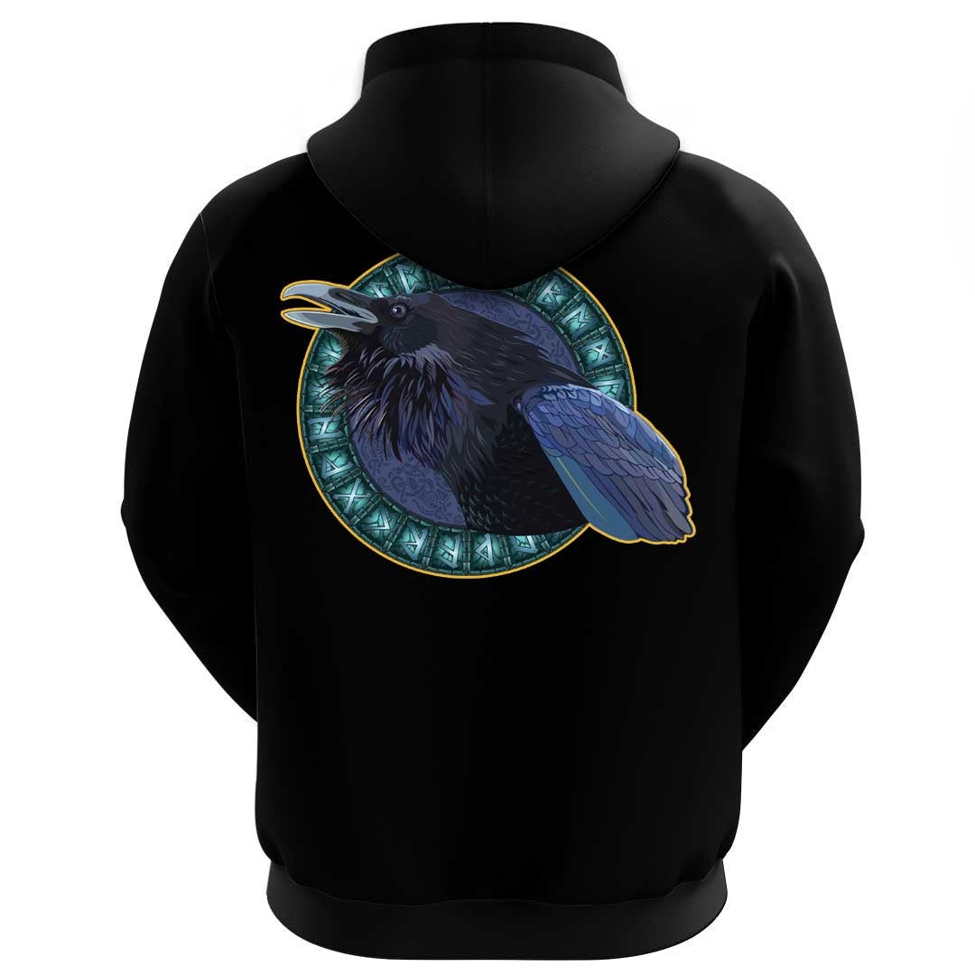 Viking Clothing Viking Raven and Runes Hoodie RLT12