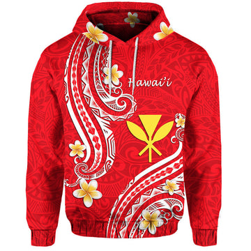Custom Hawaii Hoodie Red Polynesian Line Style LT9