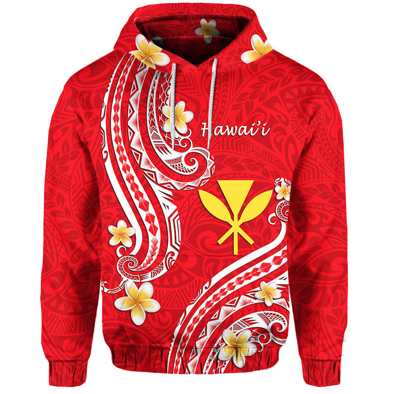 Custom Hawaii Hoodie Red Polynesian Line Style LT9