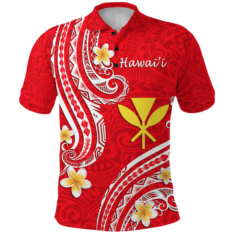 Hawaii Polo Shirt Red Polynesian Line Style LT9