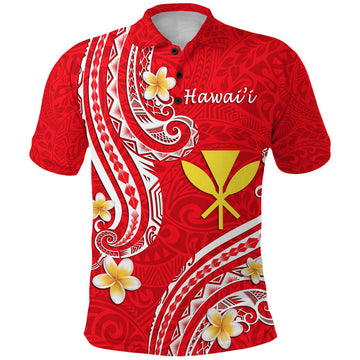 Hawaii Polo Shirt Red Polynesian Line Style LT9