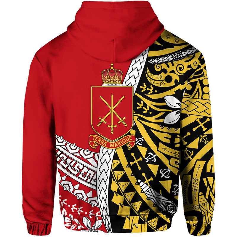 Custom Personalised Tonga Terra Marique Hoodie Red Polynesian Minimalist Style LT9